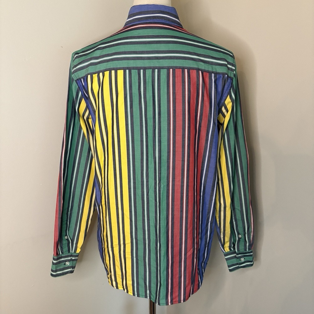 VTG 90s Lauren Ralph Lauren Multicolor Striped Button Up Shirt Medium Cotton - Picture 5 of 8